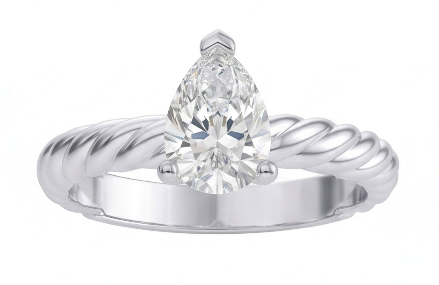 echter pear diamant 1.50Karat ring Seitenansicht