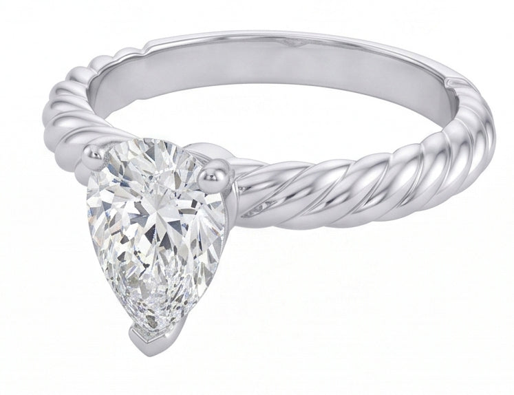 echter pear diamant 1.50Karat ring Profilansicht