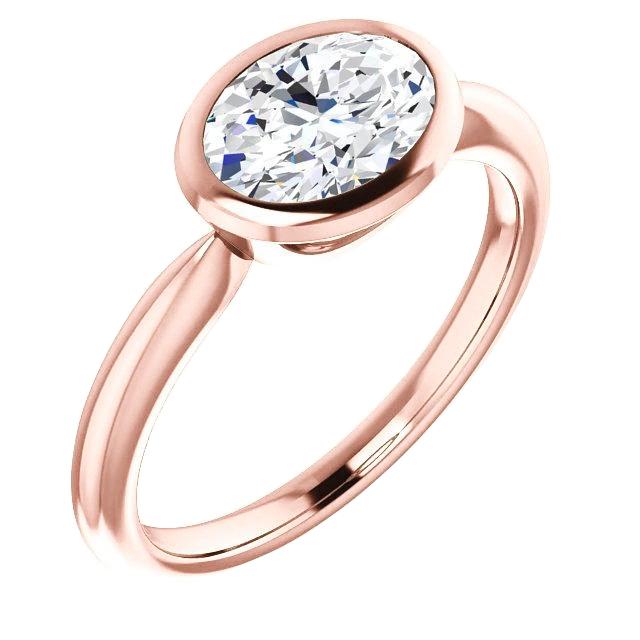 Solitär-Echt Diamantring 4 Karat Lünettenfassung Roségold Schmuck