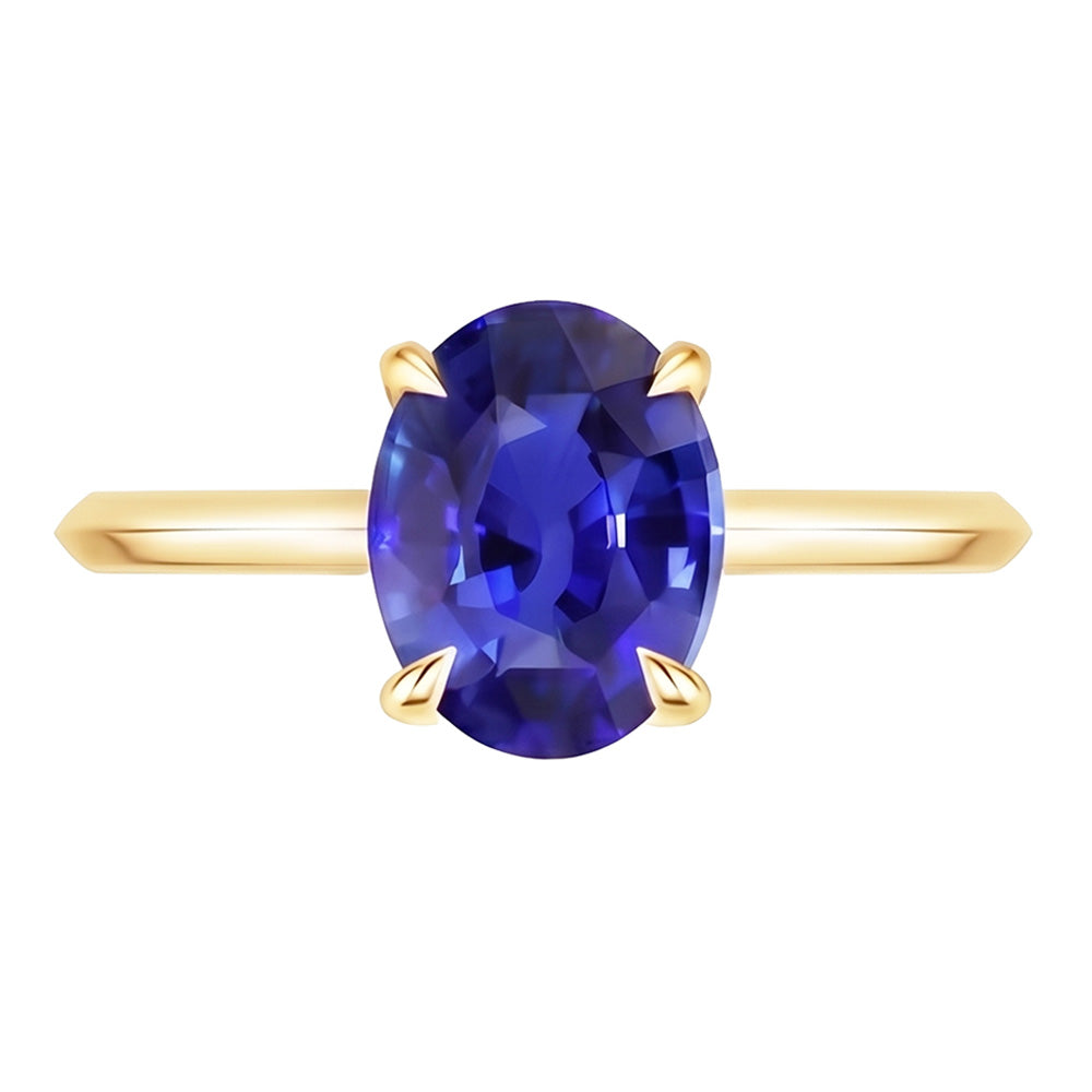 Solitär Gelbgold Ehering Sri Lanka Saphir 2,50 Karat