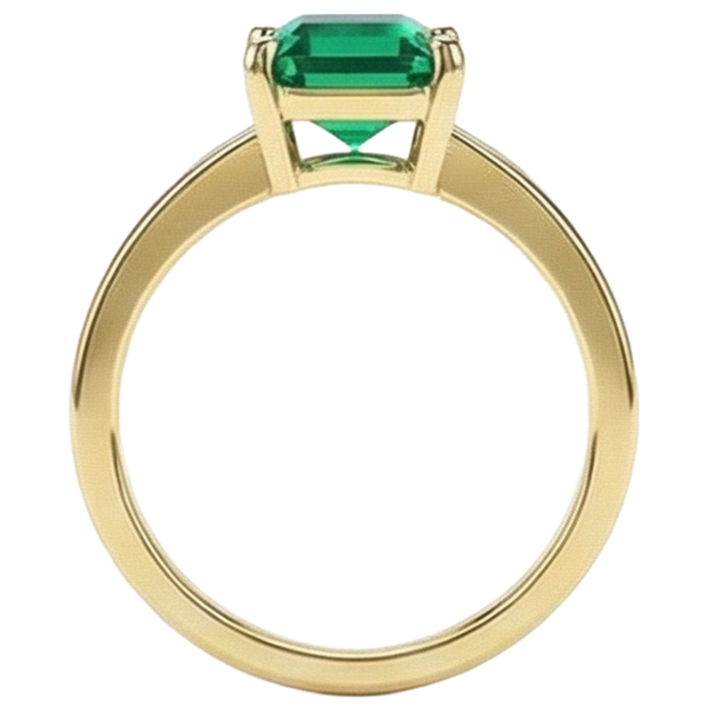 Solitär Grüner Smaragd Ring 3 Karat Gelbgold 14K Edelsteinschmuck