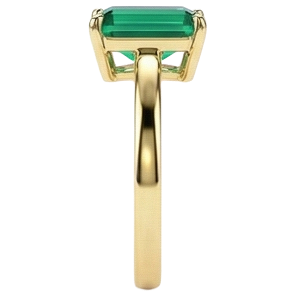Solitär Grüner Smaragd Ring 3 Karat Gelbgold 14K Edelsteinschmuck