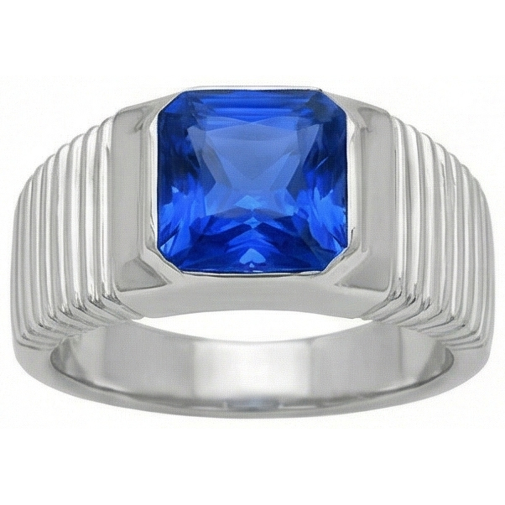 Solitär-Herrenring Radiant Ceylon Saphir Flush Set 2,50 Karat