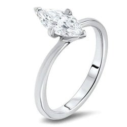Solitär-Natürliche Diamant-Ehering Im Marquise-Schliff, 1,60 Karat, 4 Krappen