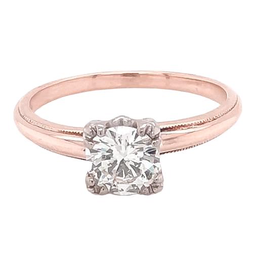 Solitär-Natürliche Diamant Verlobungsring 1 Karat Klaue Prong Milgrain Roségold 14K