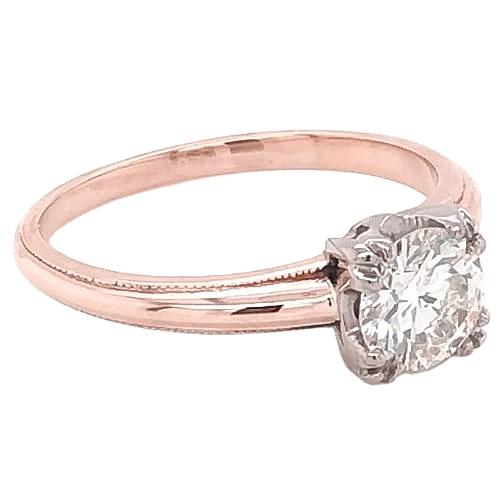 Solitär-Natürliche Diamant Verlobungsring 1 Karat Klaue Prong Milgrain Roségold 14K