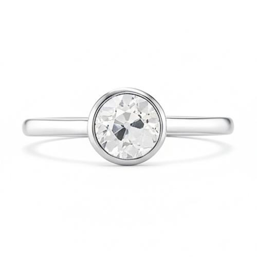 Solitär-Ring-Lünetten-Set Runder Alter Bergmann-Echt Diamant 1 Karat Weißgold