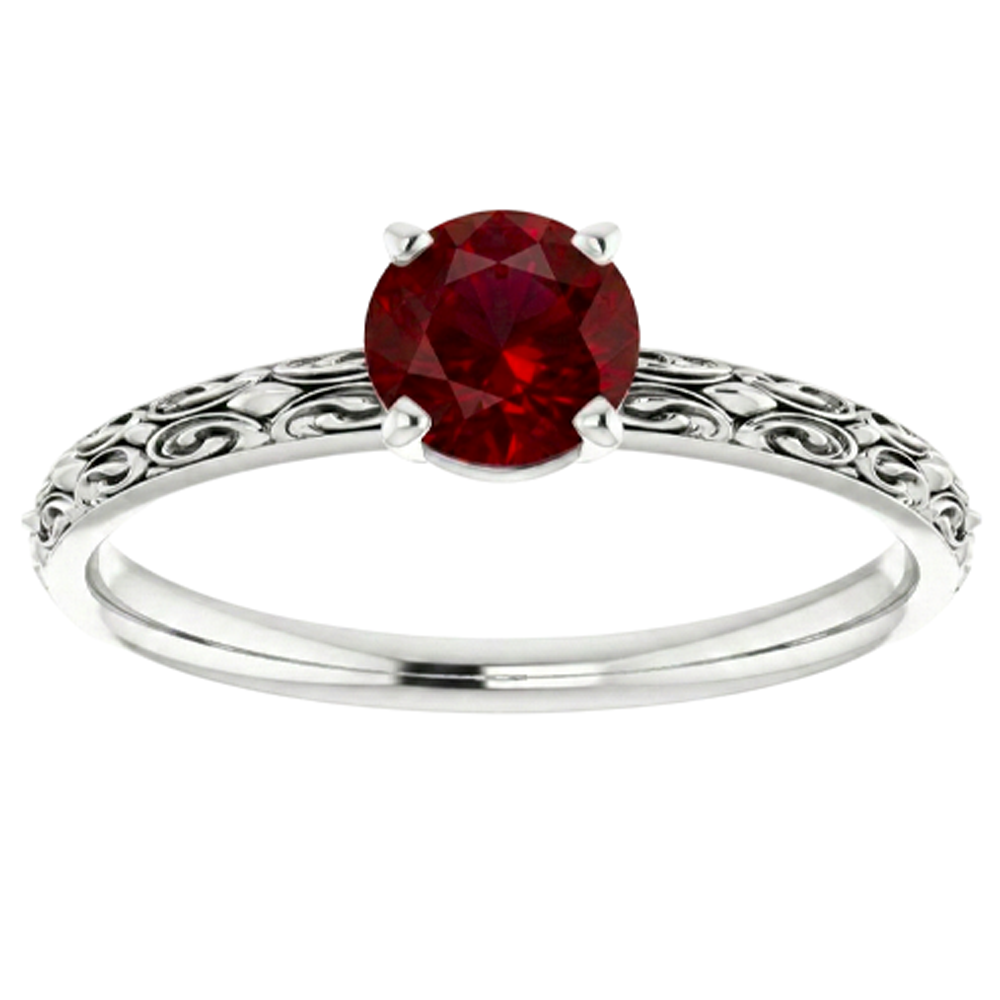 echter round rubin 1.50Karat ring Draufsicht