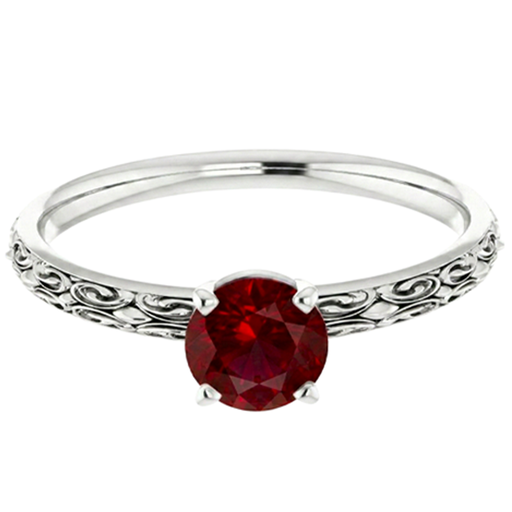 echter round rubin 1.50Karat ring Seitenansicht