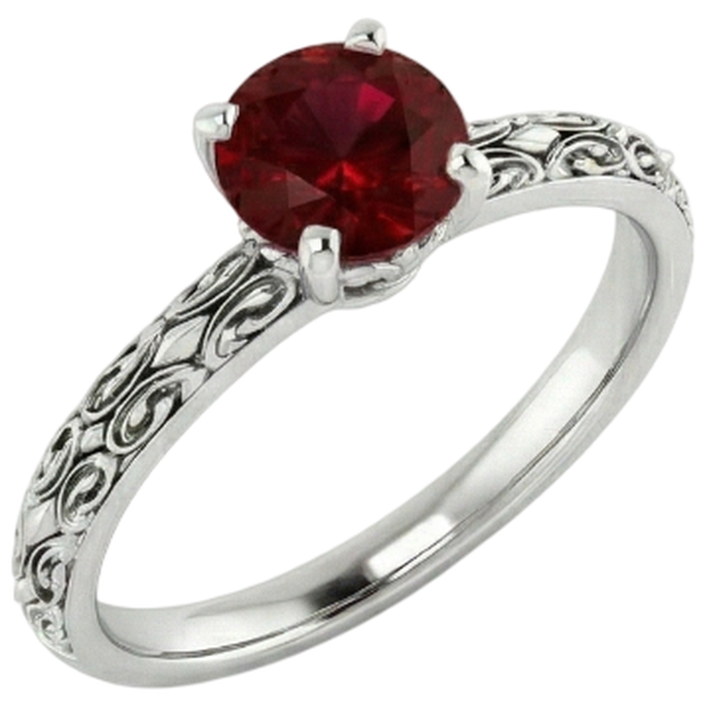 echter round rubin 1.50Karat ring Detailansicht