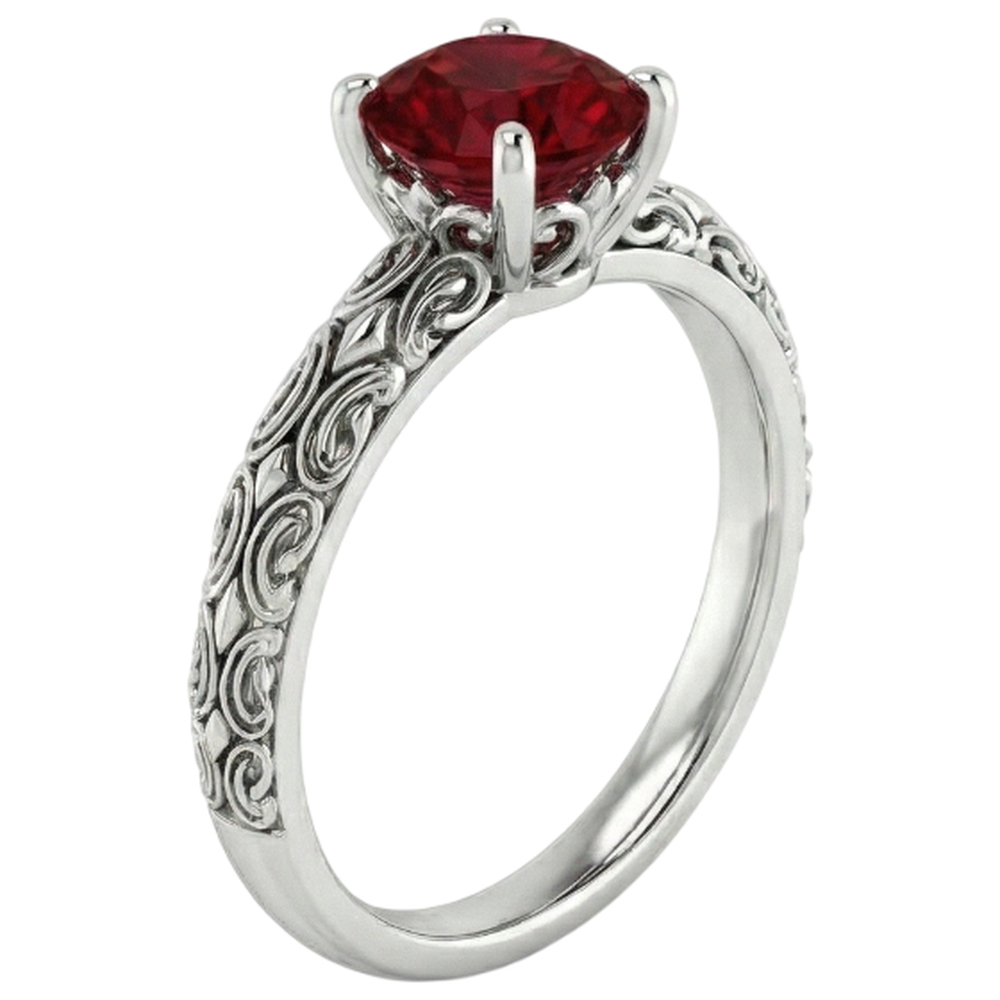 echter round rubin 1.50Karat ring Profilansicht