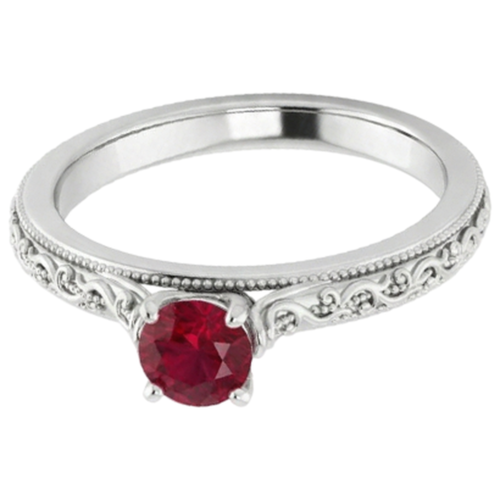 echter round rubin 0.75Karat ring Seitenansicht
