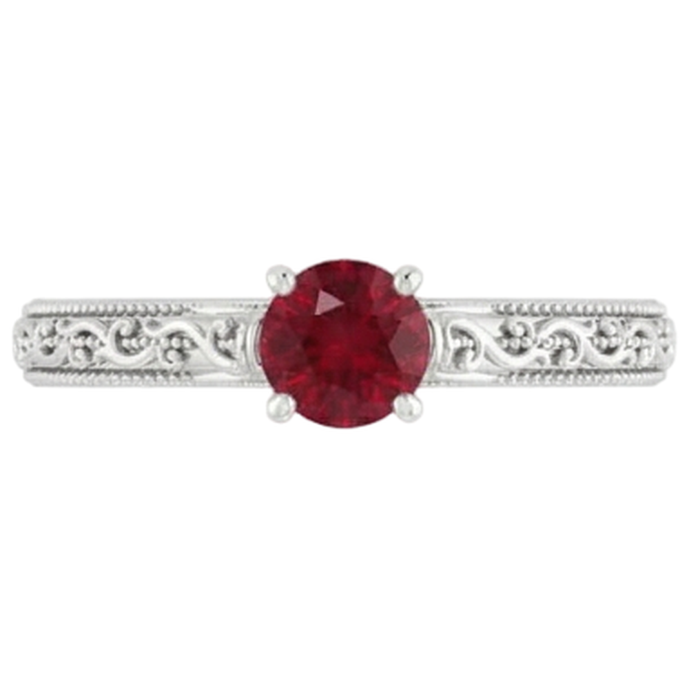 echter round rubin 0.75Karat ring Detailansicht
