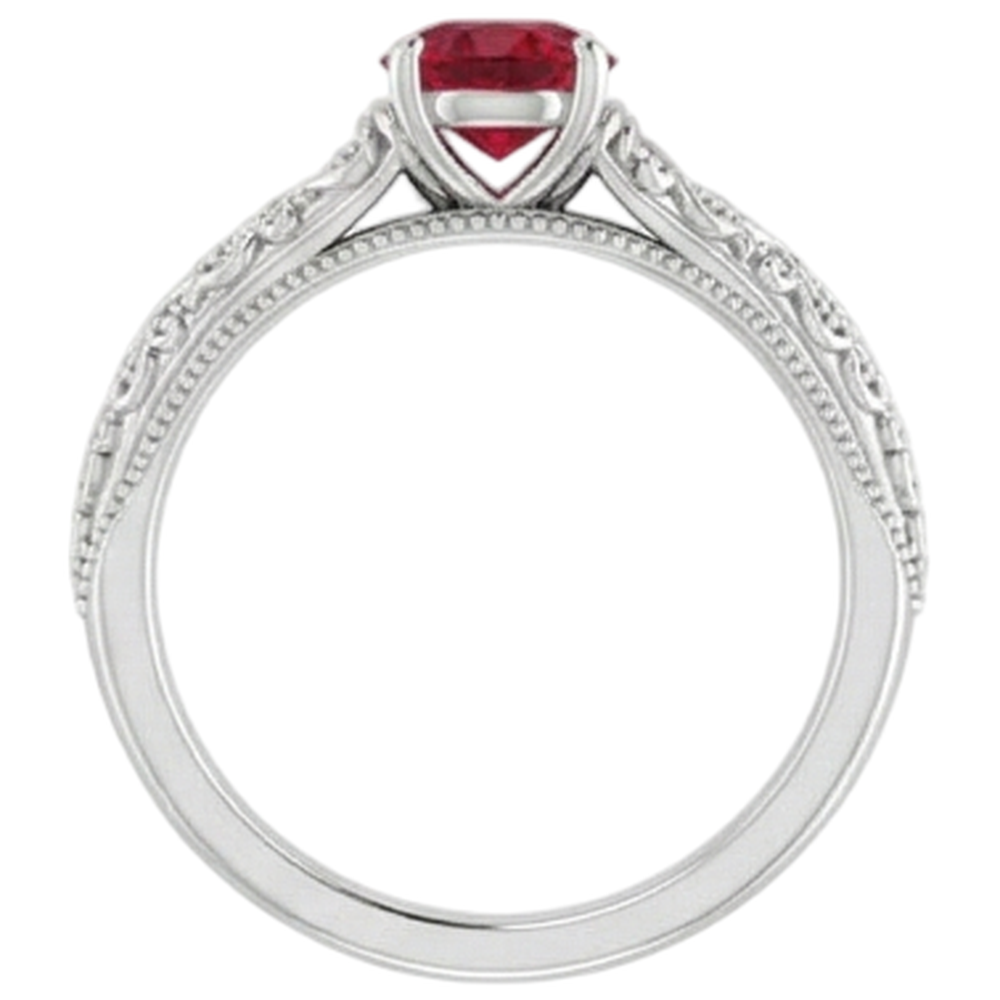 echter round rubin 0.75Karat ring auf Weiß