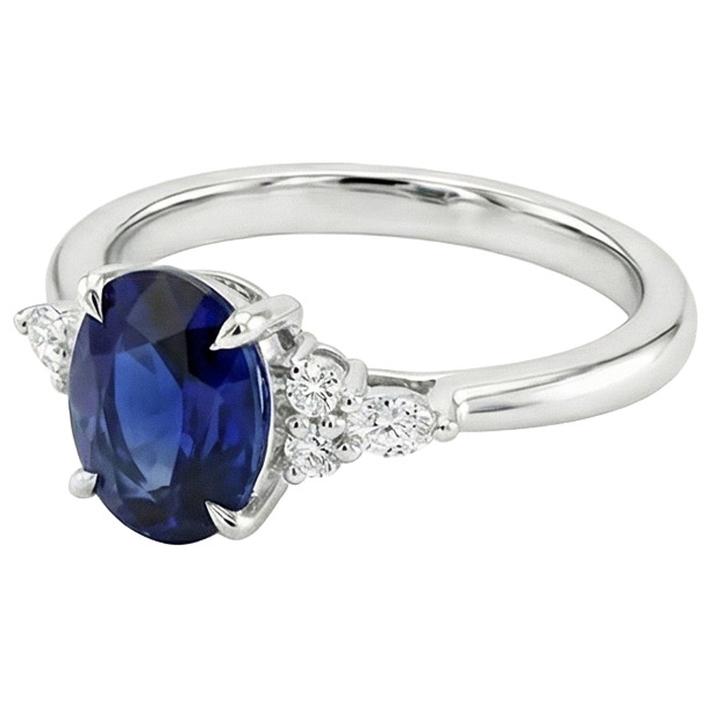 echter oval diamant 3Karat ring Profilansicht