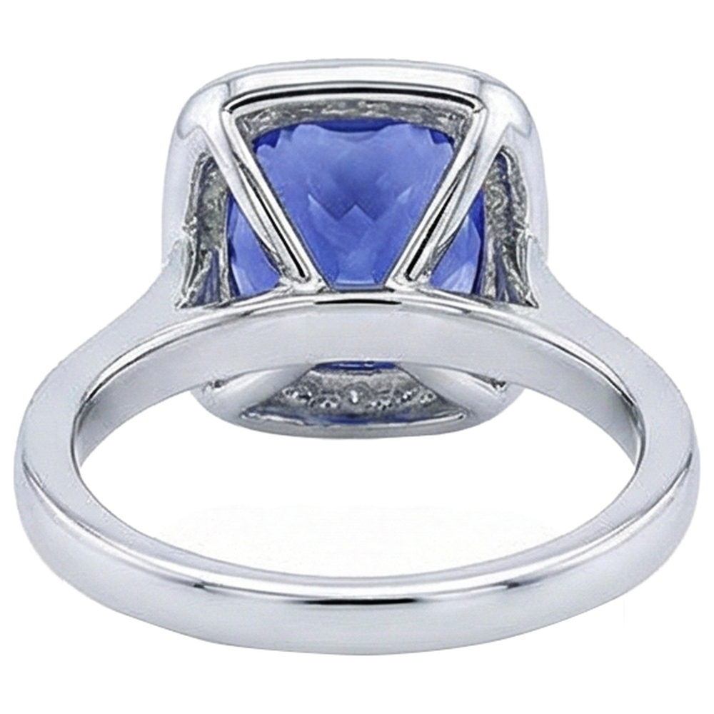 echter round tansanit 18Karat ring mit Diamantbesatz