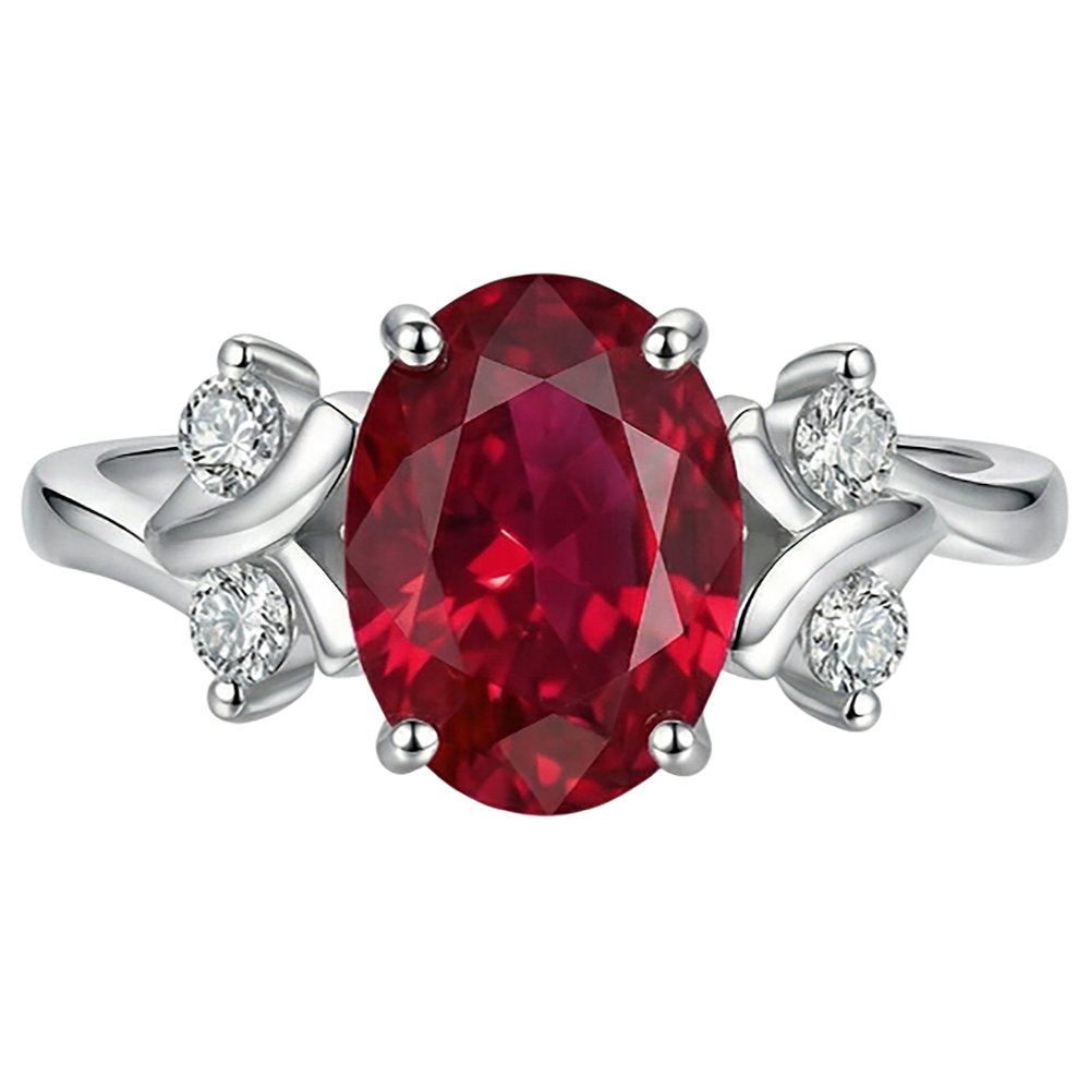 echter oval rubin 1.70Karat ring Draufsicht