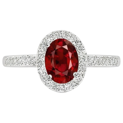 Solitär mit Akzent 3,85 Karat Rubin und Diamanten Ring 14K WG
