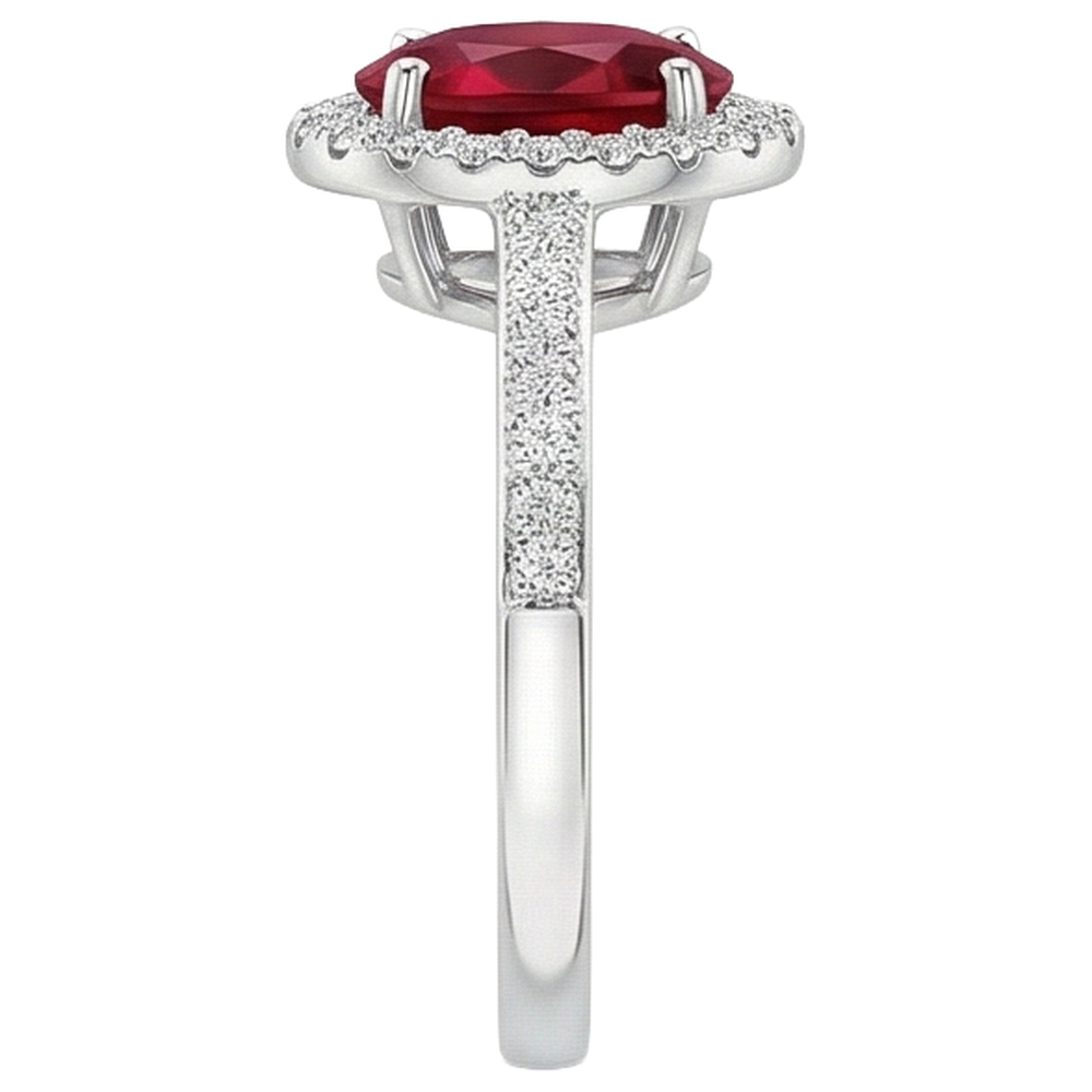 Solitär mit Akzent 3,85 Karat Rubin und Diamanten Ring 14K WG