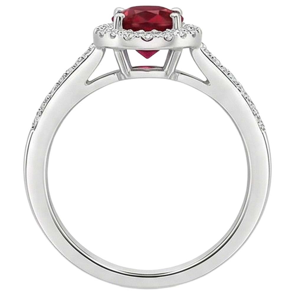 Solitär mit Akzent 3,85 Karat Rubin und Diamanten Ring 14K WG