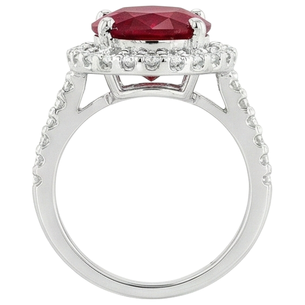 echter oval rubin 7Karat ring Profilansicht