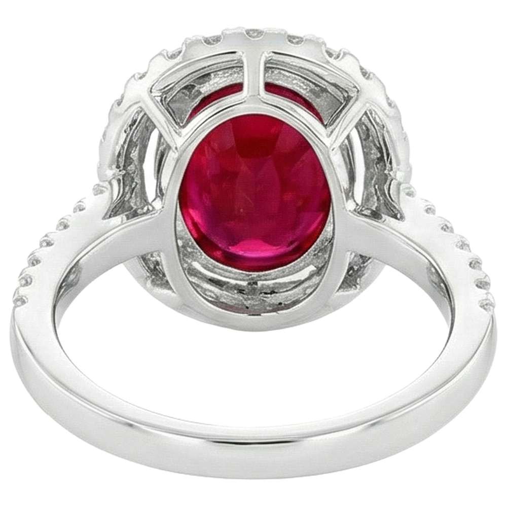 echter oval rubin 7Karat ring auf Weiß