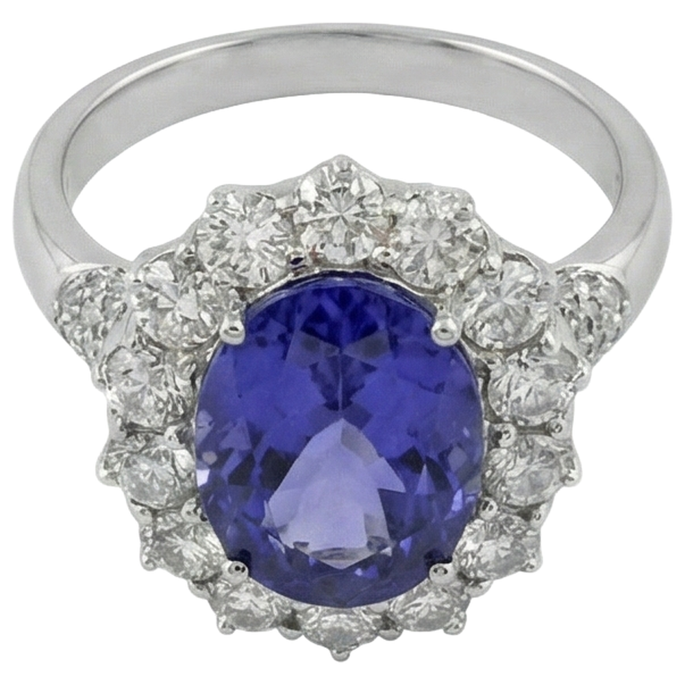 echter oval tansanit 7.25Karat ring Seitenansicht