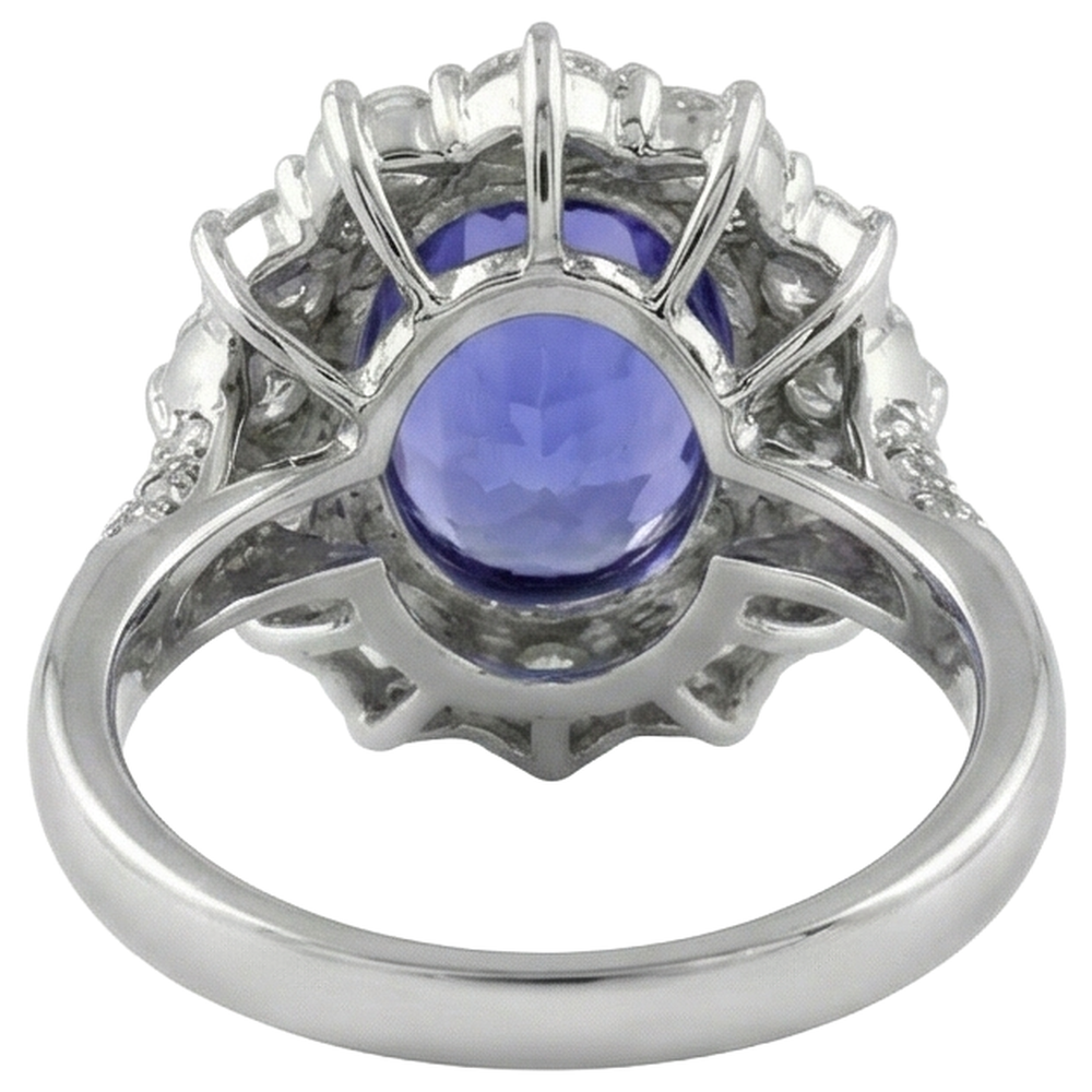 echter oval tansanit 7.25Karat ring mit Diamantbesatz
