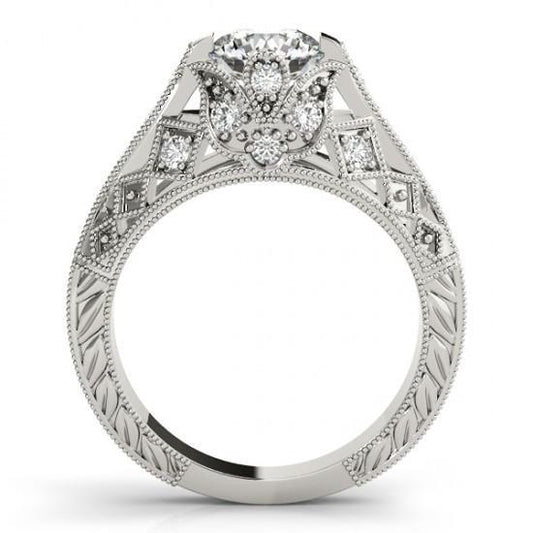 Solitär Mit Akzent 1,50 Ct. Natürliche Diamant-Verlobungsring Aus Weißgold