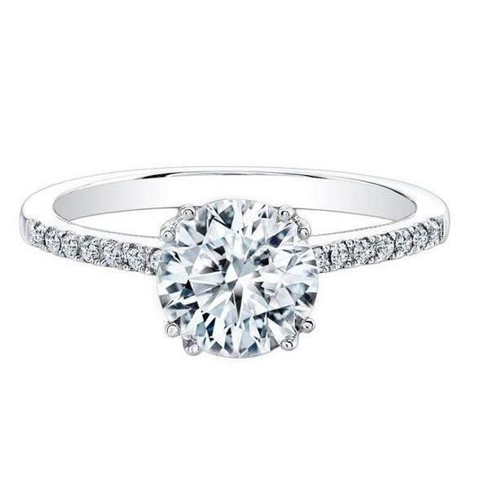 Solitär Mit Akzent 3,50 Karat Natürliche Diamanten Ehering Weißgold 14K