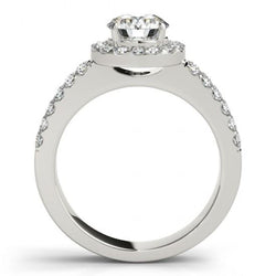 Solitär Mit Akzenten Halo Ring 1,50 Karat Runde Echt Diamanten Weißgold 14K