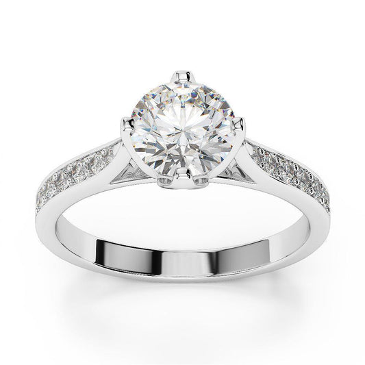 Solitär Mit Funkelnden Akzenten 2,85 Karat Echt Diamanten Ring Weißgold