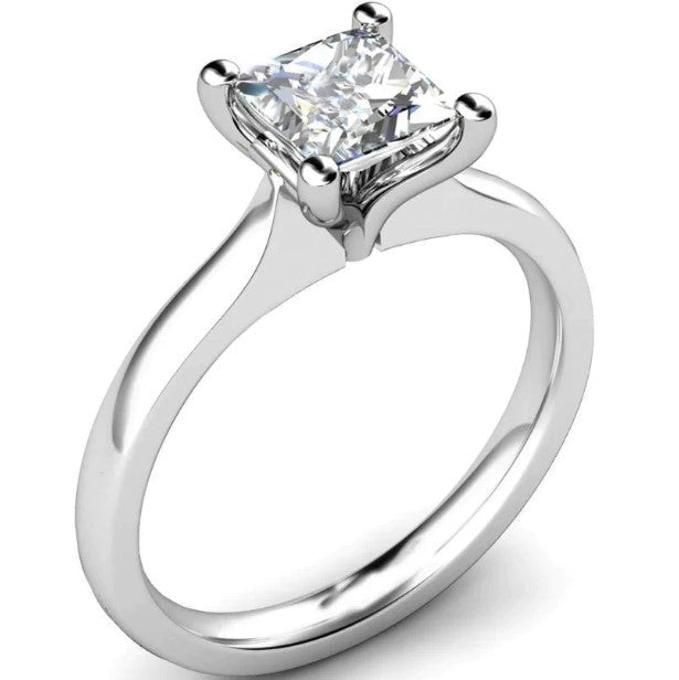 Solitär Princess Cut 2 Ct Natürliche Diamantring 4 Krappen Weißgold 14 Karat