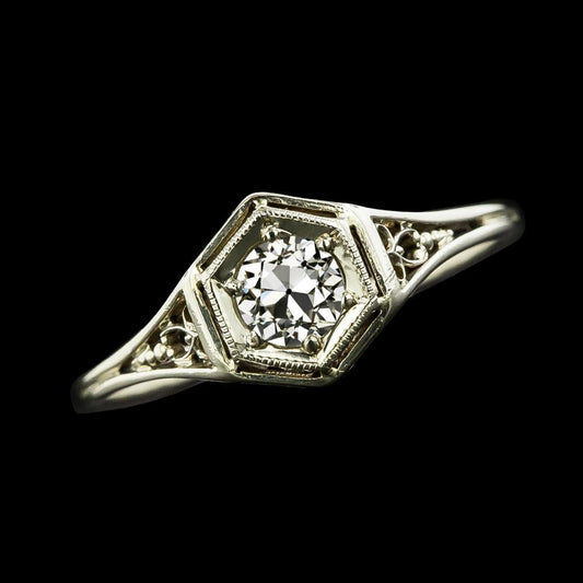 Solitär Runder Alter Bergmann Natürliche Diamantring Antik-Stil 1 Karat Goldschmuck