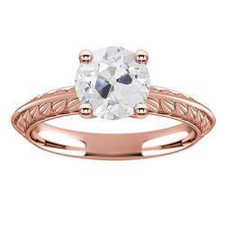 Solitär Runder Echt Diamantring Im Alten Minenschliff 3 Karat Roségold 14K