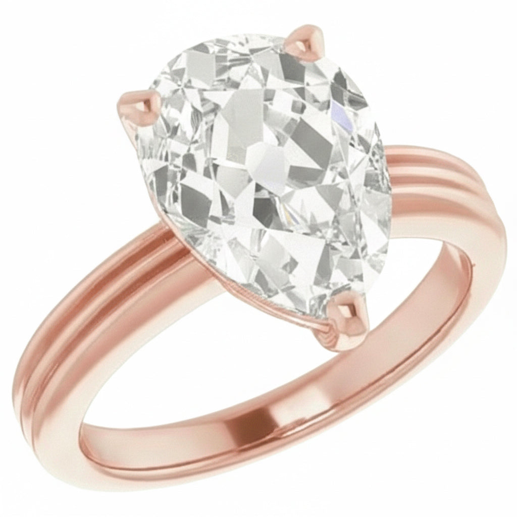 echter pear diamant 5Karat ring Seitenansicht