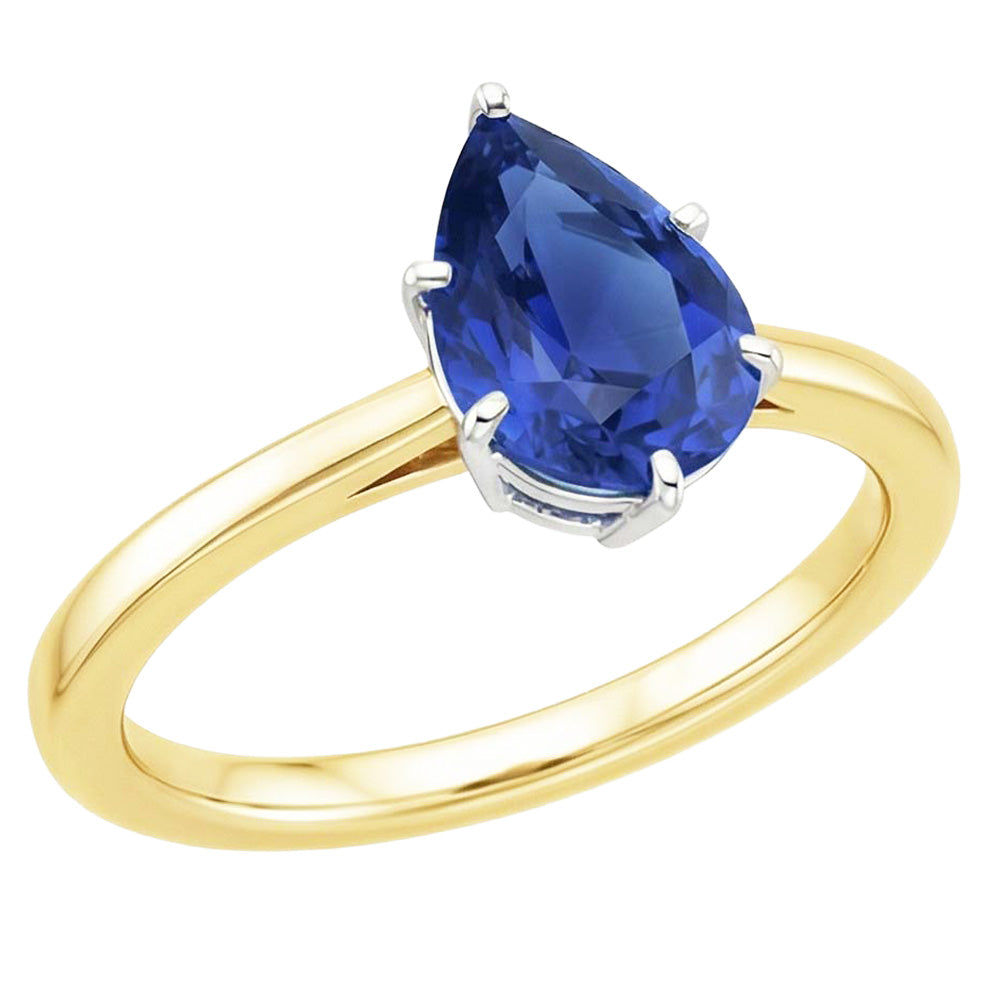 echter pear diamant 2Karat ring Vorderansicht