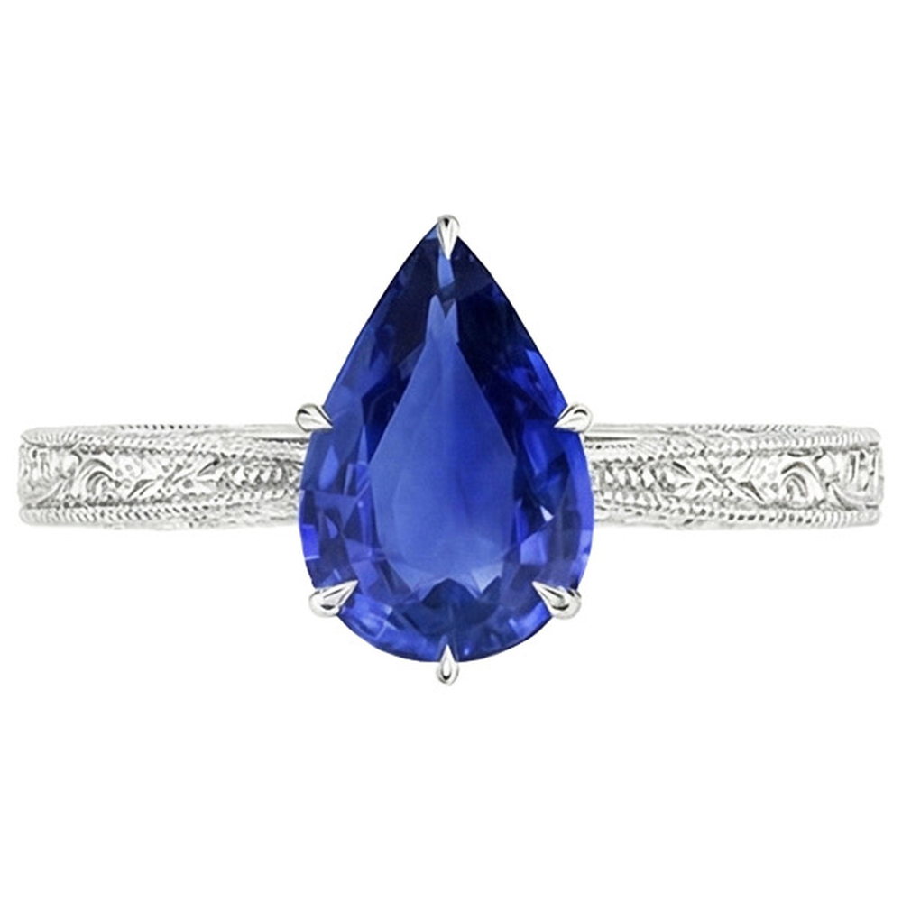 echter pear diamant 2Karat ring Profilansicht