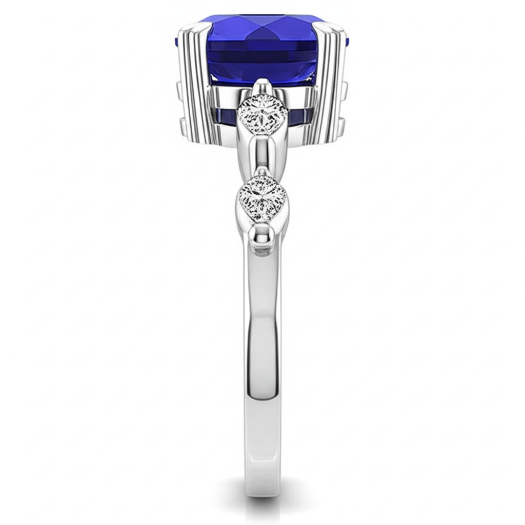 Solitärring mit Akzenten Birne Sri Lanka Saphir 4,50 Karat
