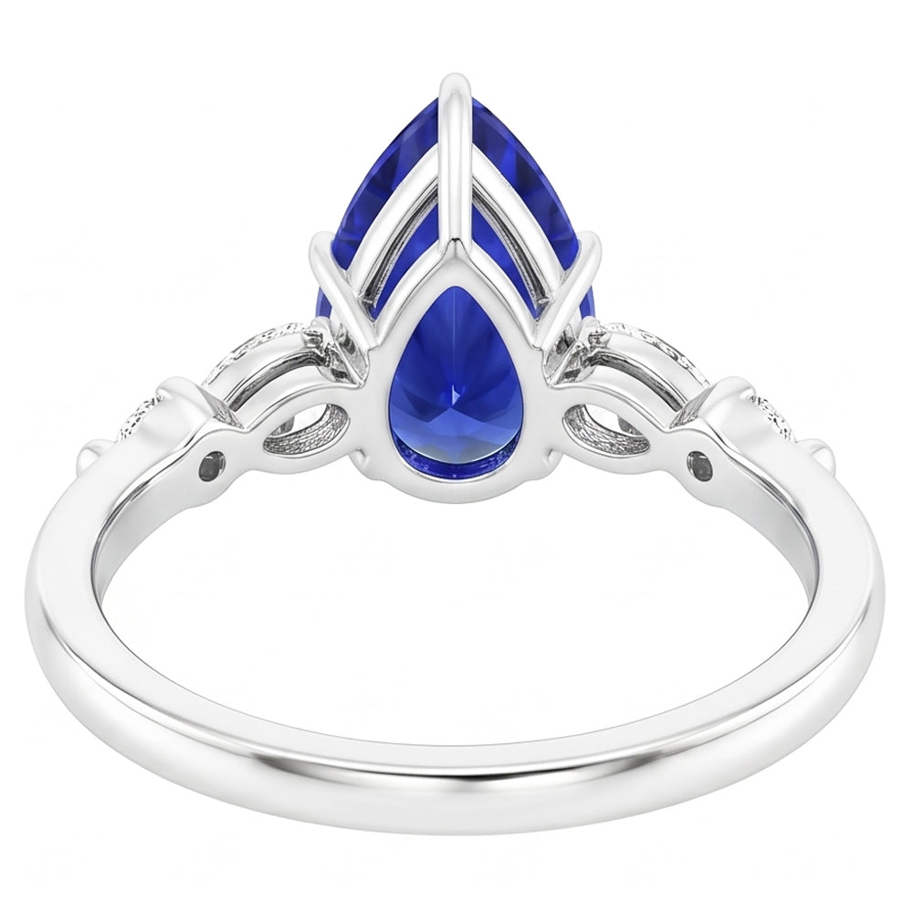 Solitärring mit Akzenten Birne Sri Lanka Saphir 4,50 Karat