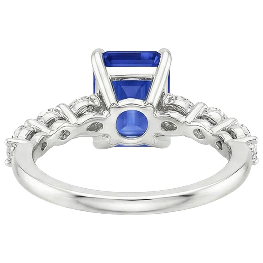 Solitärring mit Akzenten Blauer Saphir & Diamant 4 Karat