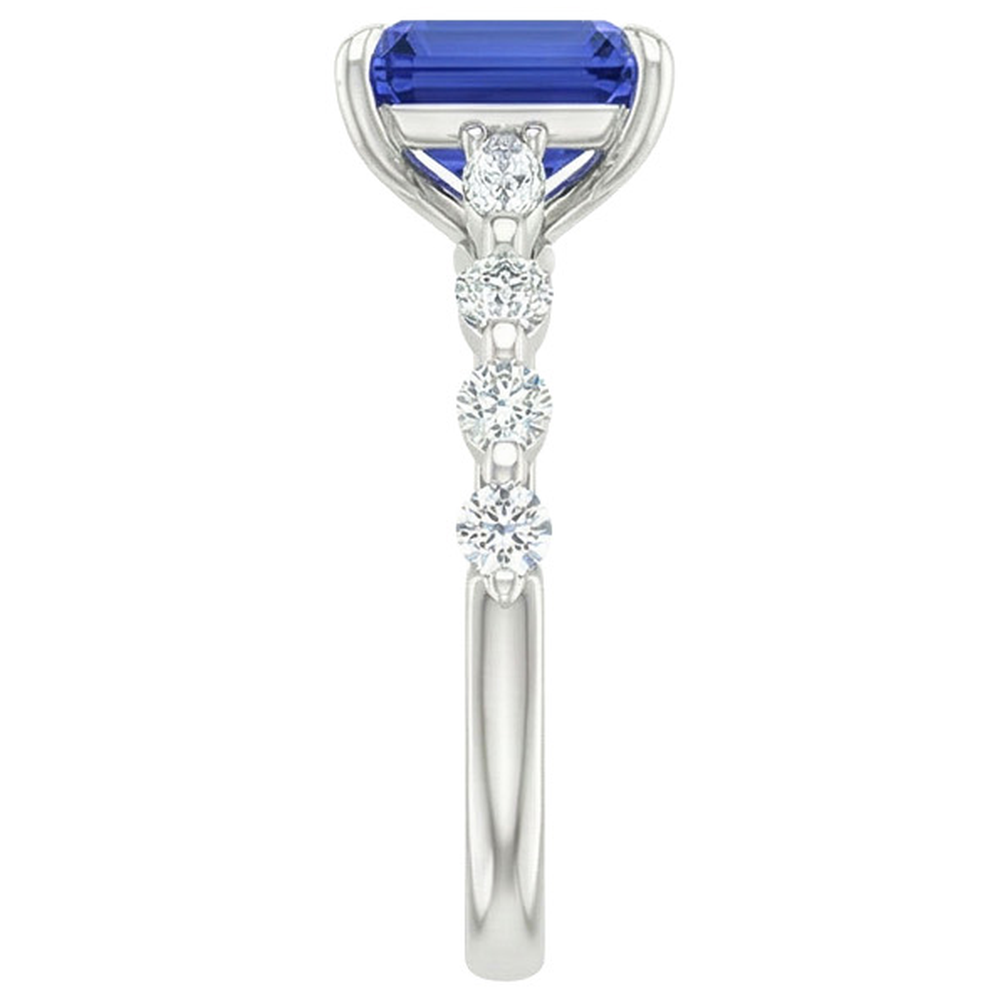 Solitärring mit Akzenten Blauer Saphir & Diamant 4 Karat