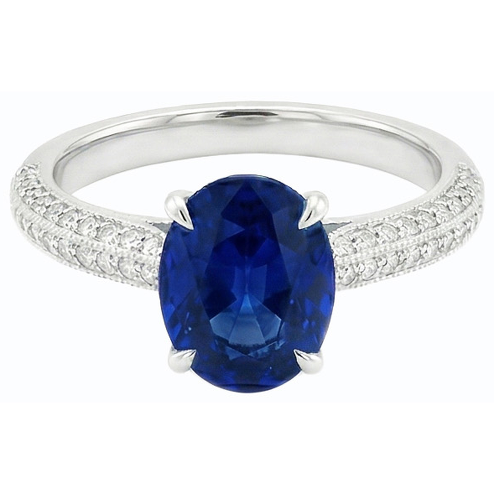 echter oval diamant 4.50Karat ring Profilansicht