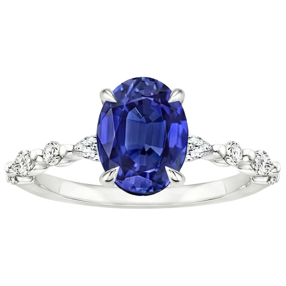 echter oval diamant 4Karat ring Profilansicht