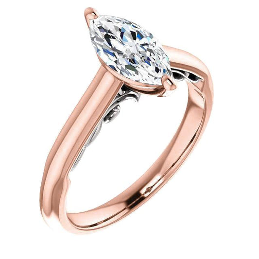 Solitärring Marquise Echt Diamant 1,50 Karat Roségold 14K