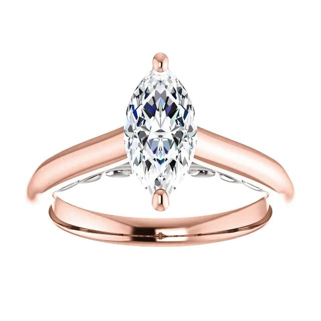 Solitärring Marquise Echt Diamant 1,50 Karat Roségold 14K