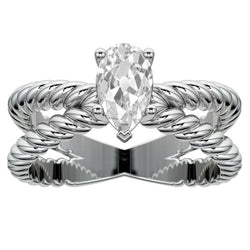 Solitärring Old Cut Birnen Natürliche Diamant Split Shank 2,25 Karat Rope Style