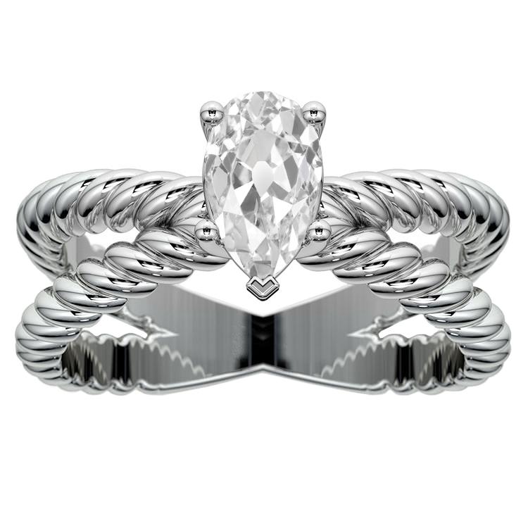 Solitärring Old Cut Birnen Natürliche Diamant Split Shank 2,25 Karat Rope Style