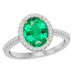 Zweifarbiges 14K Gold GIA-Geprüft Edler Smaragd Edelstein-Ring 2