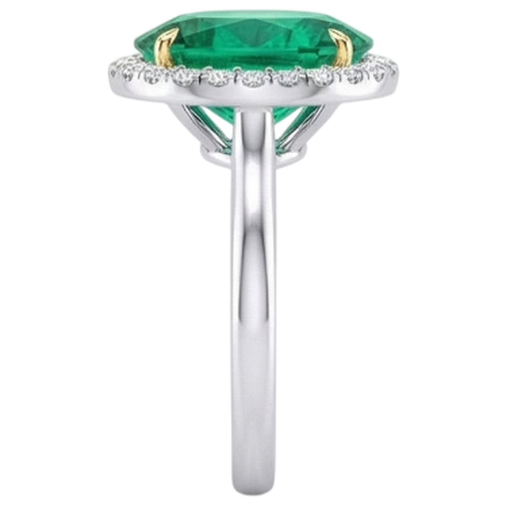 Echter Smaragd Farbstein-Ring 3,50 Karat Bicolor 14K Gold – Draufsicht